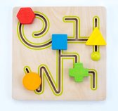 Sliding puzzle 30 x 30 cm maze 5 shapes rubber wood