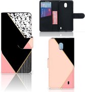 Bookcase Nokia 1 Plus Zwart Roze Vormen