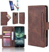 Nokia 6.2 / 7.2 Book Case Bruin Cover Case Hoesje Lederen Pu - 1 x Tempered Glass Screenprotector PMTBL