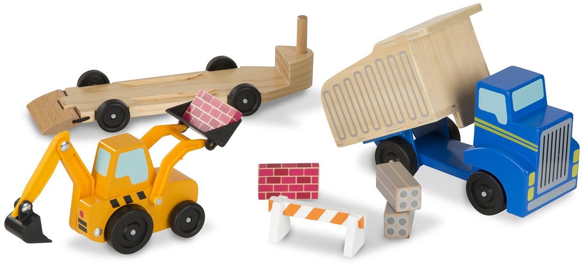 Melissa & Doug Vrachtwagen En Dieplader 6-delig
