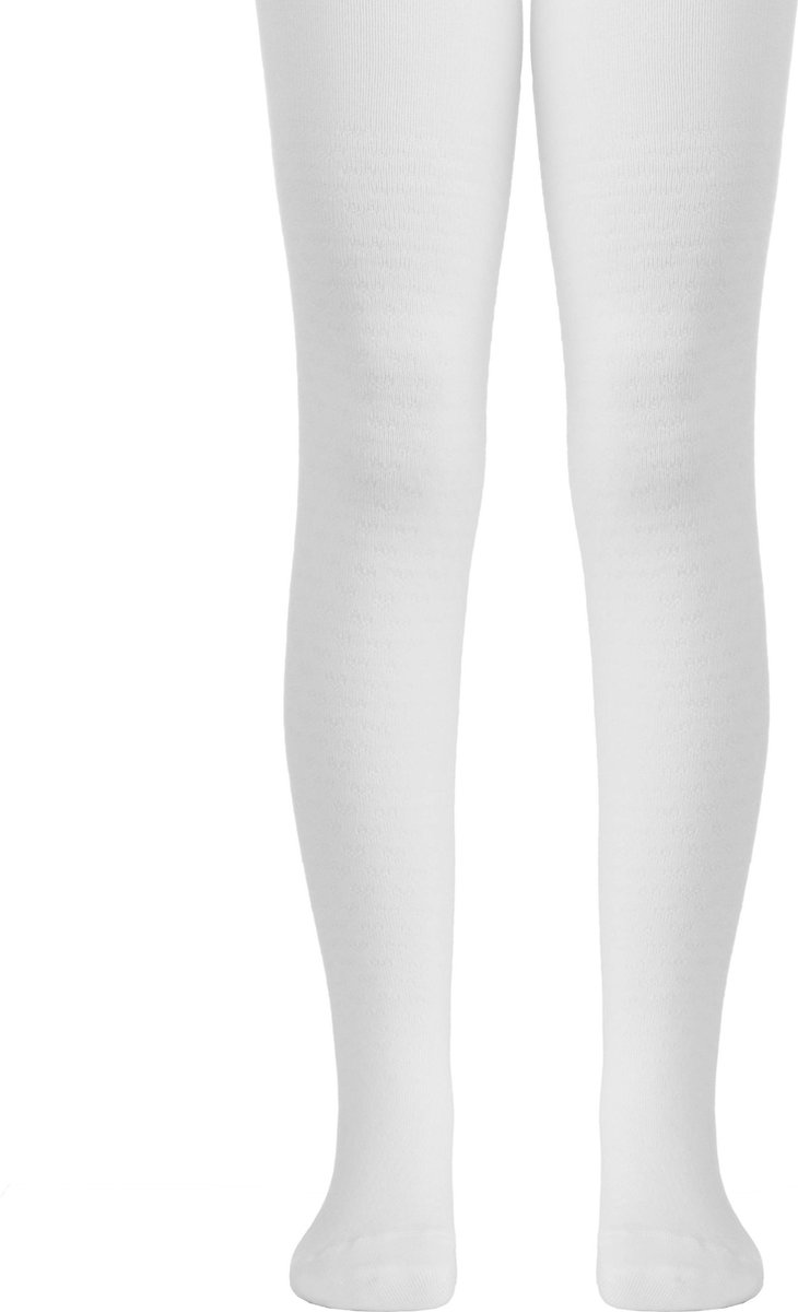 Katoenen, babymaillot effen wit met patroon, maat 104/110 (16), zoollengte 16 cm.