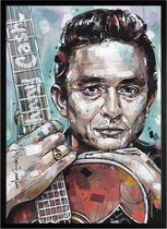 Johnny Cash gitaar schilderij 03 (reproductie) 51x71cm