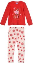 Rode fleece kerst pyjama van Peppa Big maat 116
