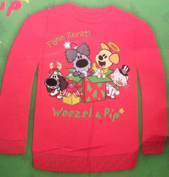 Woezel en Pip Kerst Trui - Rood - Maat 92-98 | bol.com