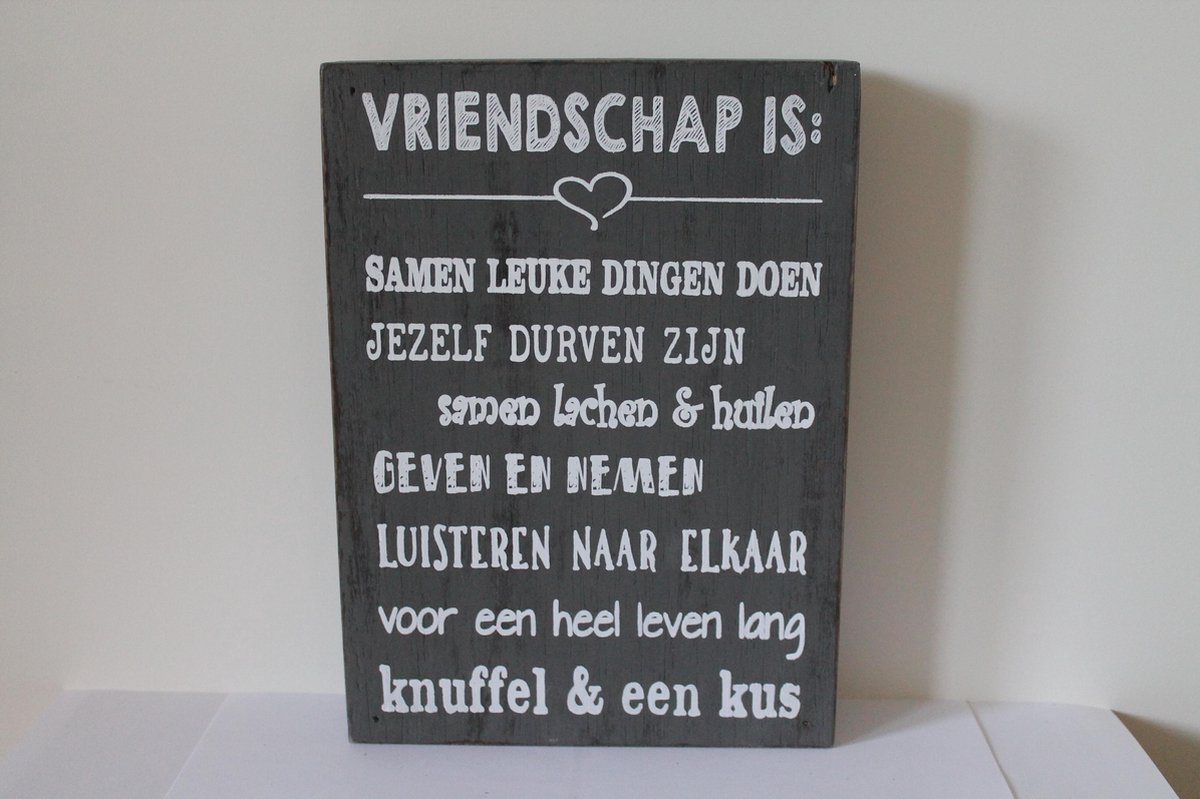 tekstbord antraciet: Vriendschap is