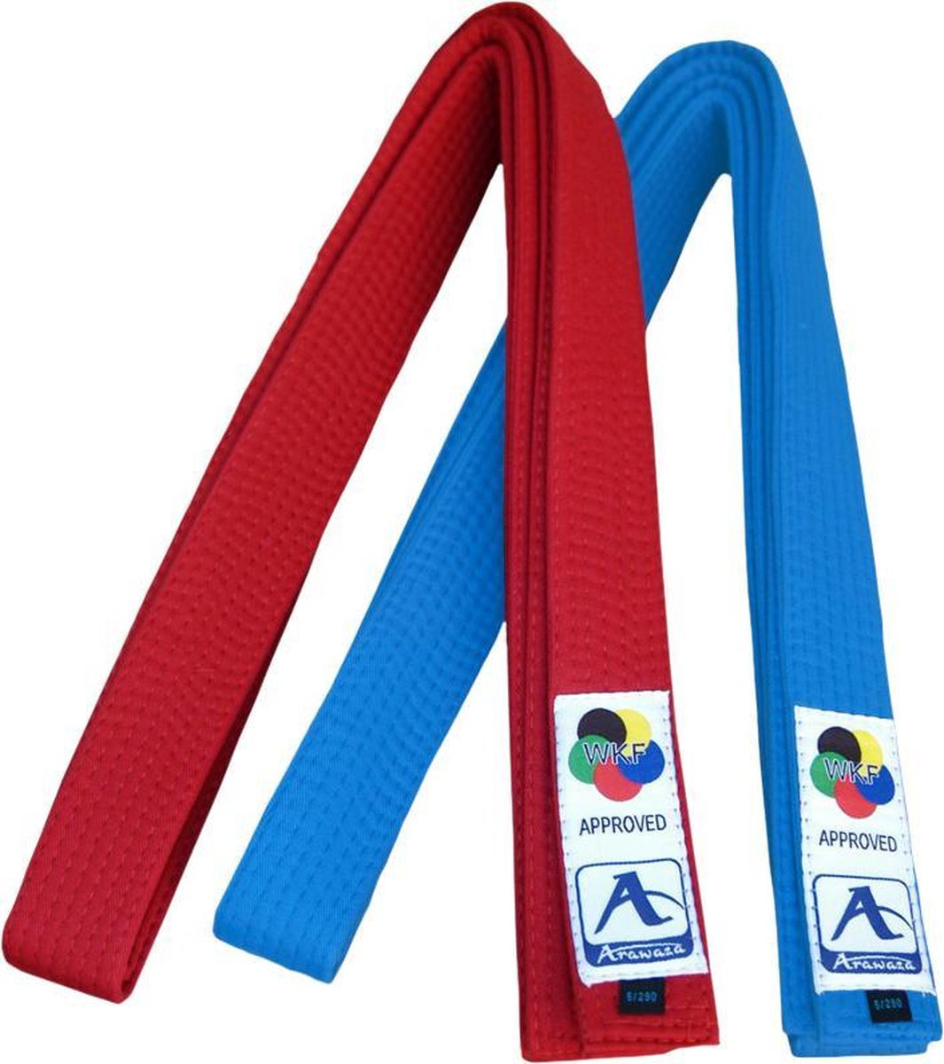 Karateband voor kumite Japanse stijl Arawaza | rood of blauw - Product Kleur: Blauw / Product Maat: 260