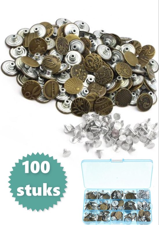 werkzaamheid kassa bonen Jeansknopen - 100 stuks mix pakket - Spijkerbroek knopen - 17-20mm | bol.com