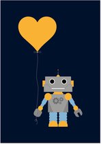 Robot met een hartje als ballon | A3 poster