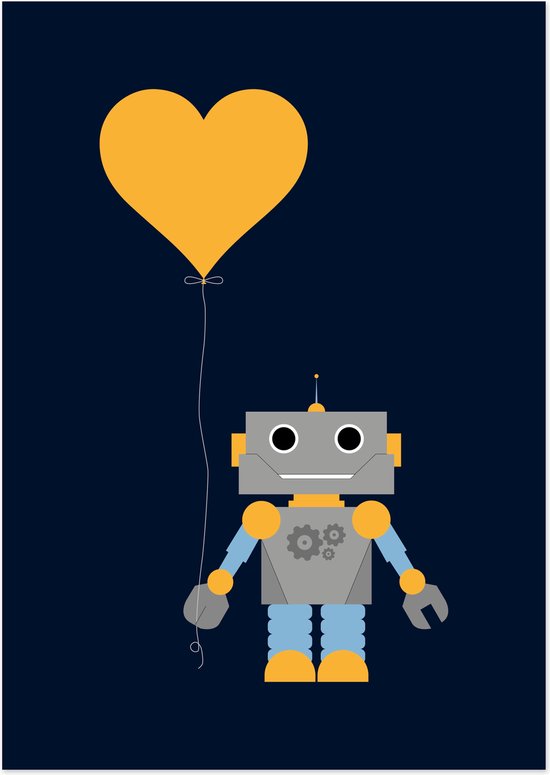 Robot met een hartje als ballon | A3 poster
