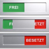 Schuifbordje Frei - Besetzt - 100 mm x 28 mm - Met maar een dikte van 4 mm geen blok op je deur - Bevestiging 3M plakstrip - Promessa-Design.