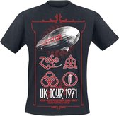 Led Zeppelin Heren Tshirt -2XL- UK Tour '71. Zwart