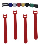 Attaches de câble refermables par Velcro - 50 pièces - Attaches de cravate - Organisateur de câbles - Rouge