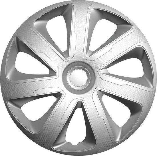 Zilverkleurige wieldop van 16 inch met een 5-dubbelspaaks ontwerp en een subtiel ruitpatroon.
