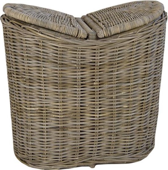 HENNEZ Panier a linge 2 compartiments gris 140L - Panier à linge