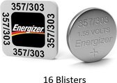 16 stuks (16 blisters a 1 stuk)  Energizer 357-303 /G13 / SR44W 1.5V knoopcel batterij
