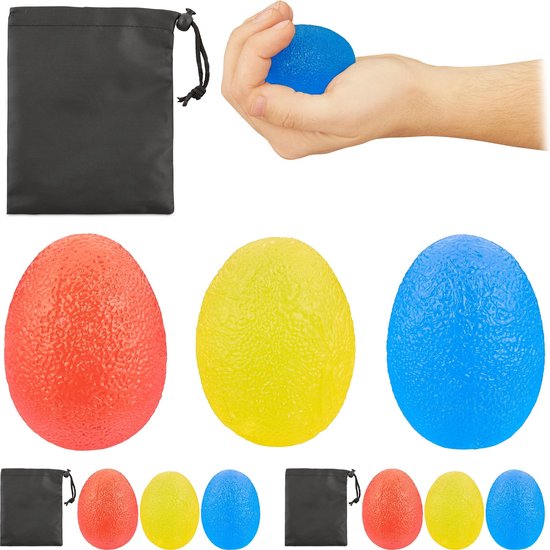 Relaxdays Fingertrainer Bälle 3er Set - Perfekt Für Handtraining & Stressabbau