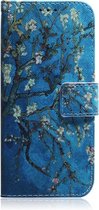 Blauw bloemen agenda wallet book case hoesje Telefoonhoesje geschikt voor Samsung Galaxy A51