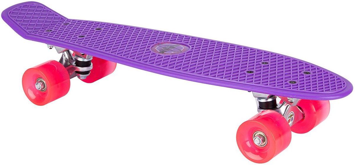 Nijdam Kunststof Skateboard 22.5" - LED wielen - Paars/Fuchsia | bol.com