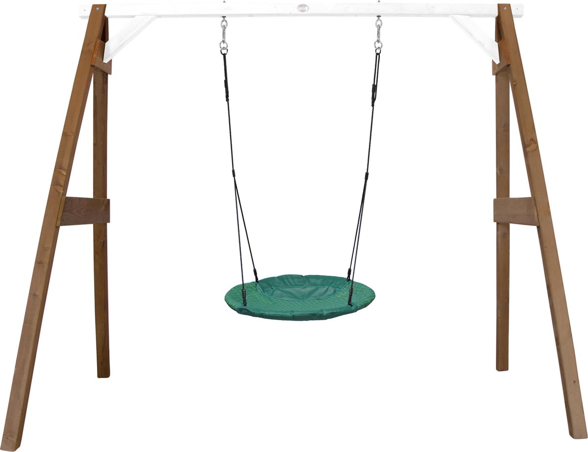 Axi Nestschommel Summer Met Frame Van Hout In Bruin & Wit Vrijstaande Schommel