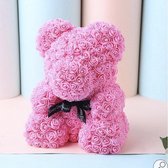 Roze teddybeer (Rose Bear) 40 cm van roze kunstrozen - Valentijnsdag /Moederdag /Verjaardag/ rose bear/ bloemen beer / teddy beer 40 cm