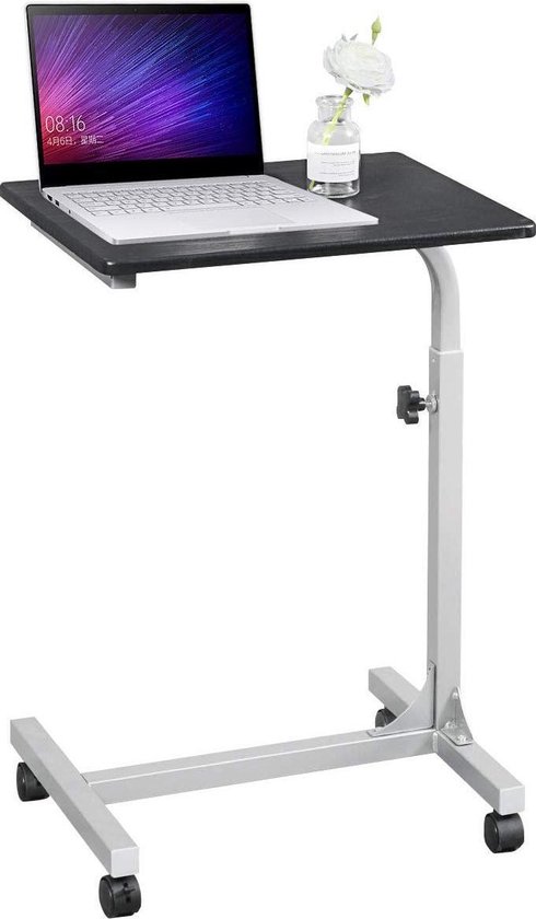 HN® Laptoptafel - 48x38x79cm - in hoogte verstelbaar - met wielen - Wit |  bol.com