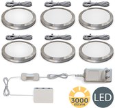 B.K.Licht - Éclairage de cuisine - spots sous meuble - éclairage sous le comptoir - éclairage d'armoire - rond - lumière blanche chaude - lot de 6