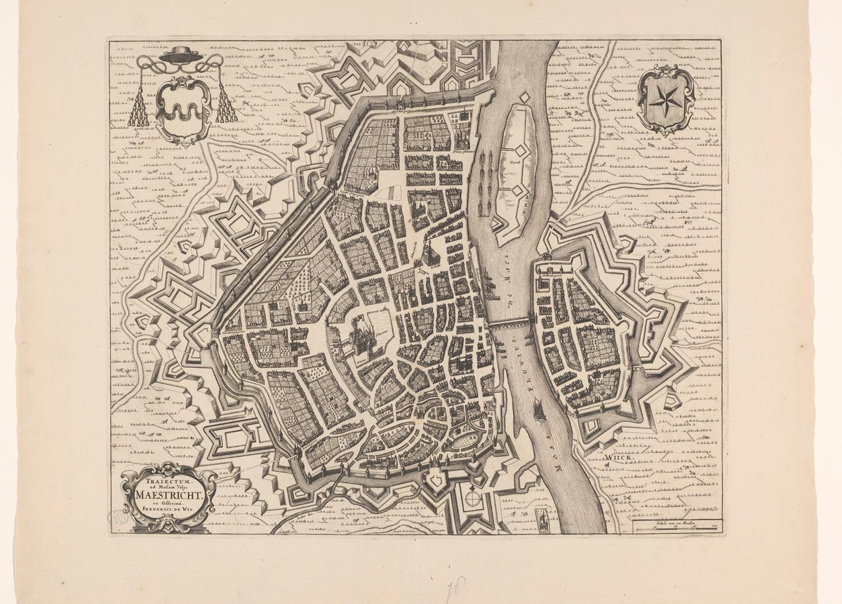Esque Poster Historische Oude Kaart Maastricht - 1700 - Stadsplattegrond - 50x70 cm - Plattegrond Losse Poster