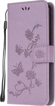 Samsung Galaxy A71 Hoesje - Bloemen Book Case - Lila