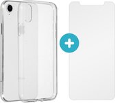 iMoshion Softcase Backcover + Glass Screenprotector voor de iPhone Xr hoesje - Transparant