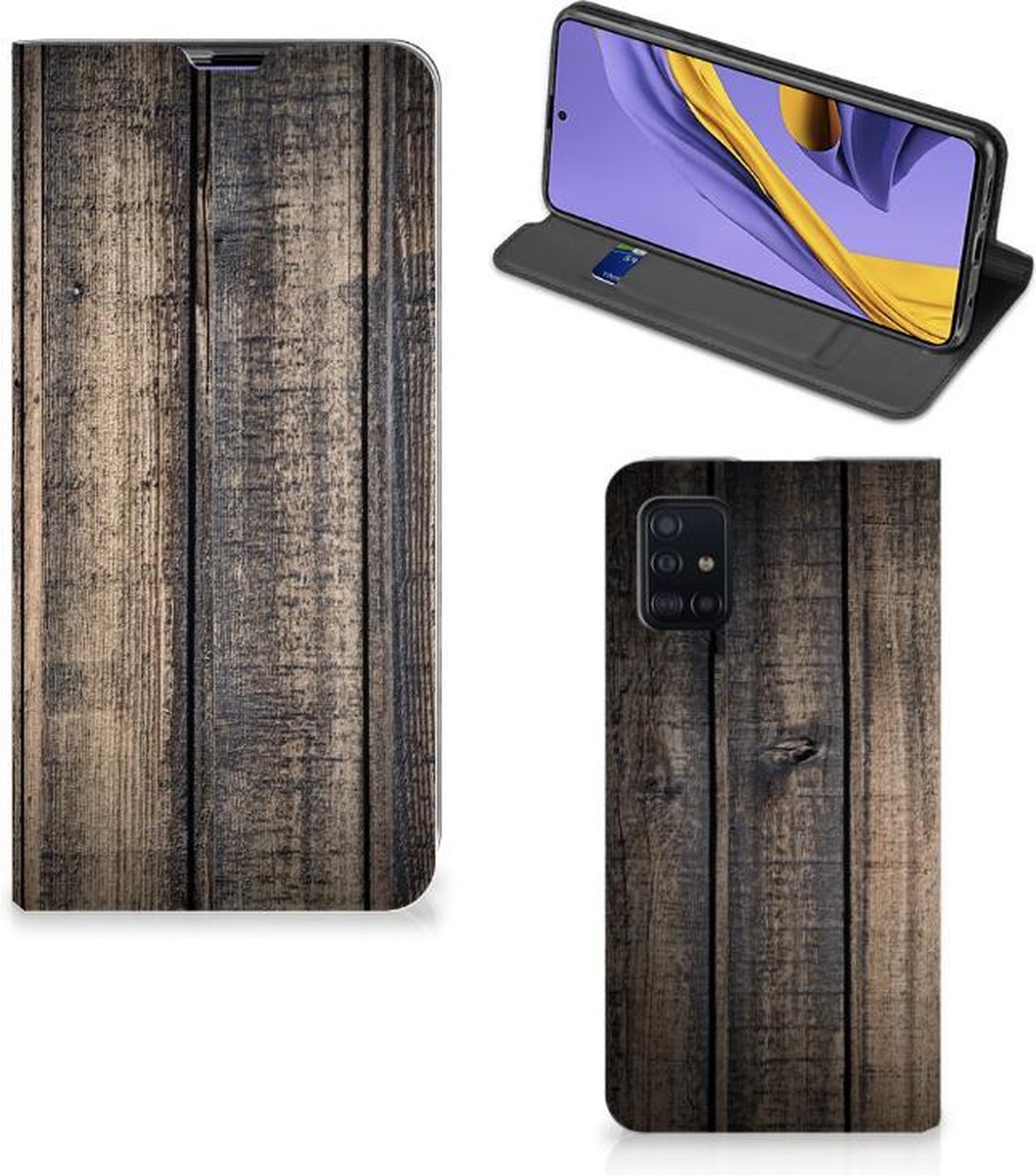 Standcase Hoesje voor Samsung Galaxy A51 Book Wallet Case Steigerhout