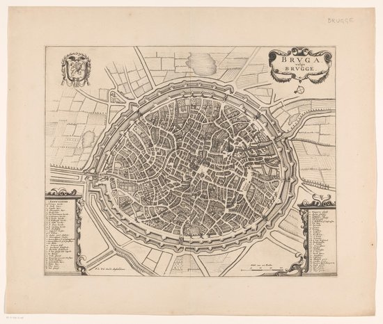Ancienne carte historique de Bruges 1700 - Poster City Map - Grand 50x70 cm - Ancienne carte de Bruges, België