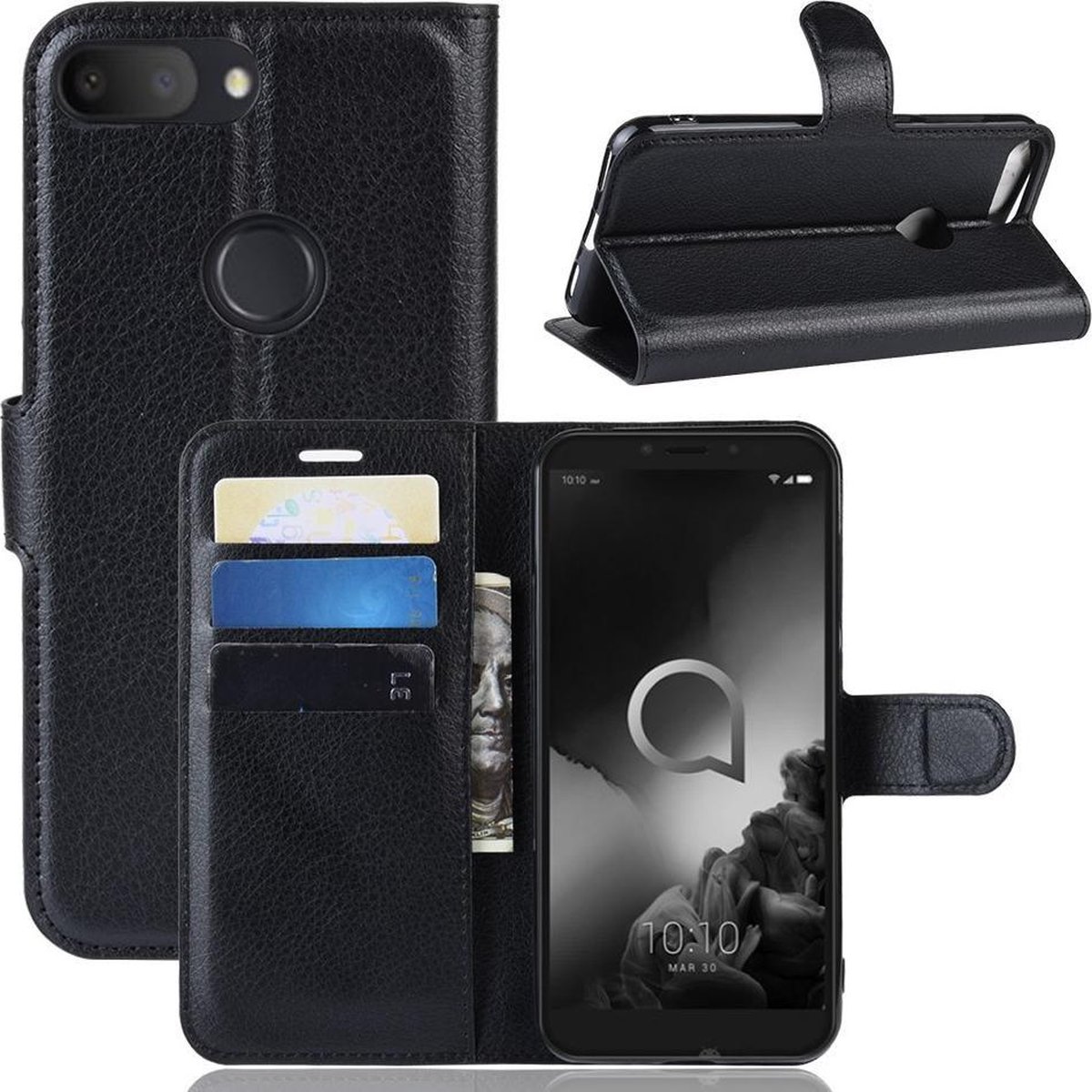 Book Case - Geschikt voor Alcatel 1S (2019) Hoesje - Zwart