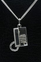 Zilveren Telefoontoestel ketting hanger