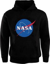 Hoodie sweater | Nasa klassieke Insignia logo | zwart | maat 140 (9-11 jaar)
