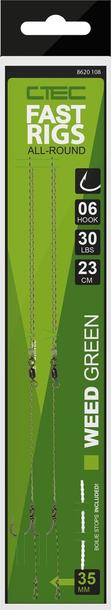 2 karperonderlijnen Spro C-TEC Fast Rigs 23 cm weed green haakmaat 8