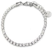 Dielay - Armband Dames - Kristallen - RVS - Lengte Verstelbaar 16-20 cm - Zilverkleurig
