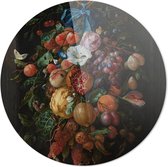 Festoen van vruchten en bloemen | Jan Davidsz. de Heem | Rond Plexiglas | Wanddecoratie | 80CM x 80CM | Schilderij | Oude meesters | Foto op plexiglas