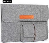 DSGN VILT - Laptophoes 14 inch - Notebook - Chromebook - Laptop Sleeve Hoes Case - Vilten - Etui - Extra Vakken - Grijs