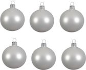 6x Winter witte glazen kerstballen 8 cm - Mat/matte - Kerstboomversiering winter wit