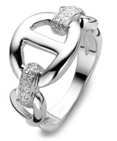 Velini jewels-R6880W-54 -Ring -925 Zilver gerodineerd- Cubic Zirkonia