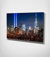 New York City At Night Canvas - 100 x 70 cm - Steden - Schilderij - Canvas - Slaapkamer - Wanddecoratie  - Slaapkamer - Foto op canvas