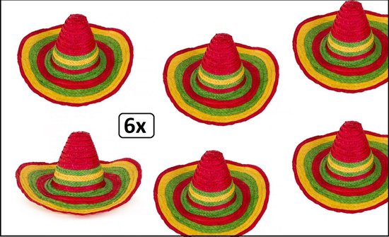 6x Sombrero Carnaval multicolor - mexico carnaval mexicaan thema party  hoed... | bol.com