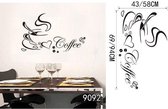 3D Sticker Decoratie Koffiekopje Met Hart Vinyl Citaat Restaurant Keuken Verwijderbare muurstickers DIY Gift Home Decor Art MUURSCHILDERING Drop Shipping - 9092 / Large