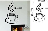 3D Sticker Decoratie Koffiekopje Met Hart Vinyl Citaat Restaurant Keuken Verwijderbare muurstickers DIY Gift Home Decor Art MUURSCHILDERING Drop Shipping - KF24 / Large