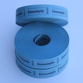 Blauwe consumptiebonnen op rol - 5000 bonnen - 57x30mm