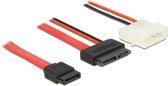 Slim SATA (v) - SATA data (v) + Molex voeding (m) kabel / SATA600 - 6 Gbit/s - 1 meter