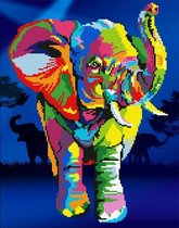Diamond Painting Volwassenen - Ronde Steentjes - Volledig Pakket - Hobby - Diamond Dotz® - LA50457 - Dieren- Kleurrijke olifant 37 x 47cm