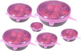 Siliconen deksels set van 6 - Herbruikbaar folie voor vershouden van voedsel - Roze