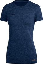 Jako T-Shirt Premium Basics Dames Marine Blauw Gemeleerd Maat 44