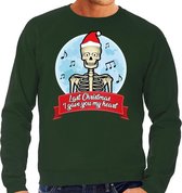 Foute Kersttrui / sweater - Last Christmas I gave you my heart - skelet - groen voor heren - kerstkleding / kerst outfit S (48)